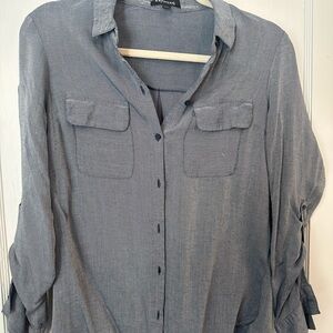 Gray Button-Up Blouse